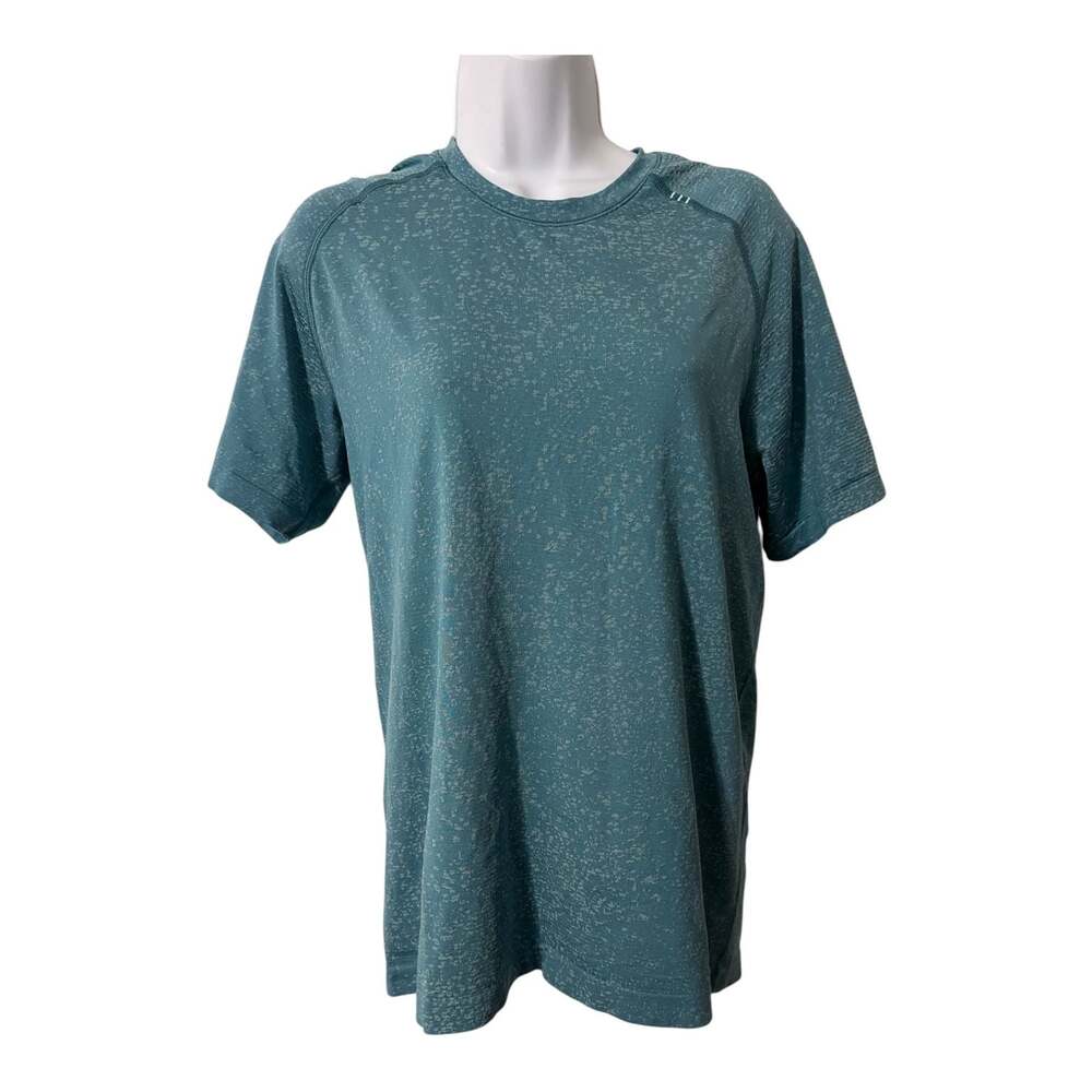 Lululemon Metal Vent Tech Short Sleeve Shirt in Distorted Noise Breeze Blue medi